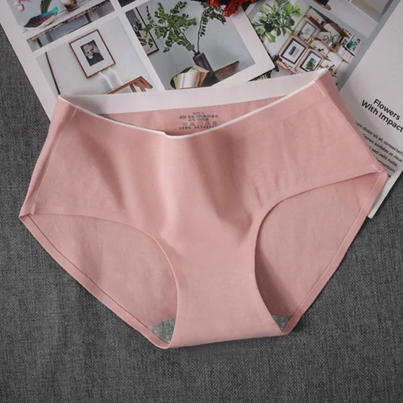 

Cotton Underwear Women's Panties Comfort Underpants Solid Briefs For Woman Mid-Rise Breathable Pantys Intimates Female Lingerie