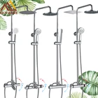 Смеситель для душа Quyanre, хромированный, термостатический, с двумя ручками, излив на ванну душ