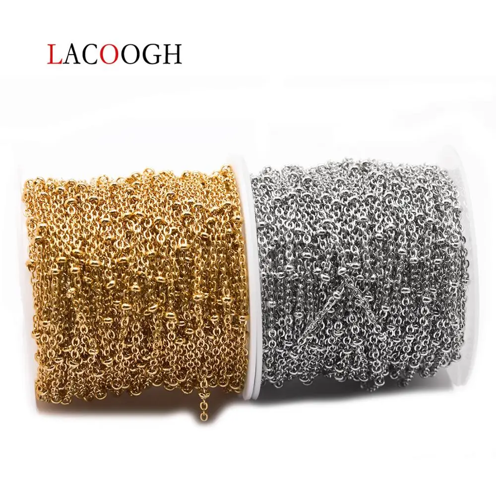 10 ярдов/рулон 1 5/2 мм Нержавеющая сталь шар бусы Rolo цепи цвета: золотистый