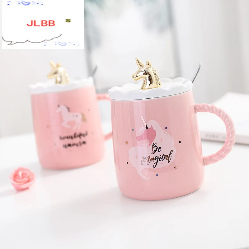 Волшебная кофейная кружка в виде единорога с 3D воздушной крышкой и ложкой