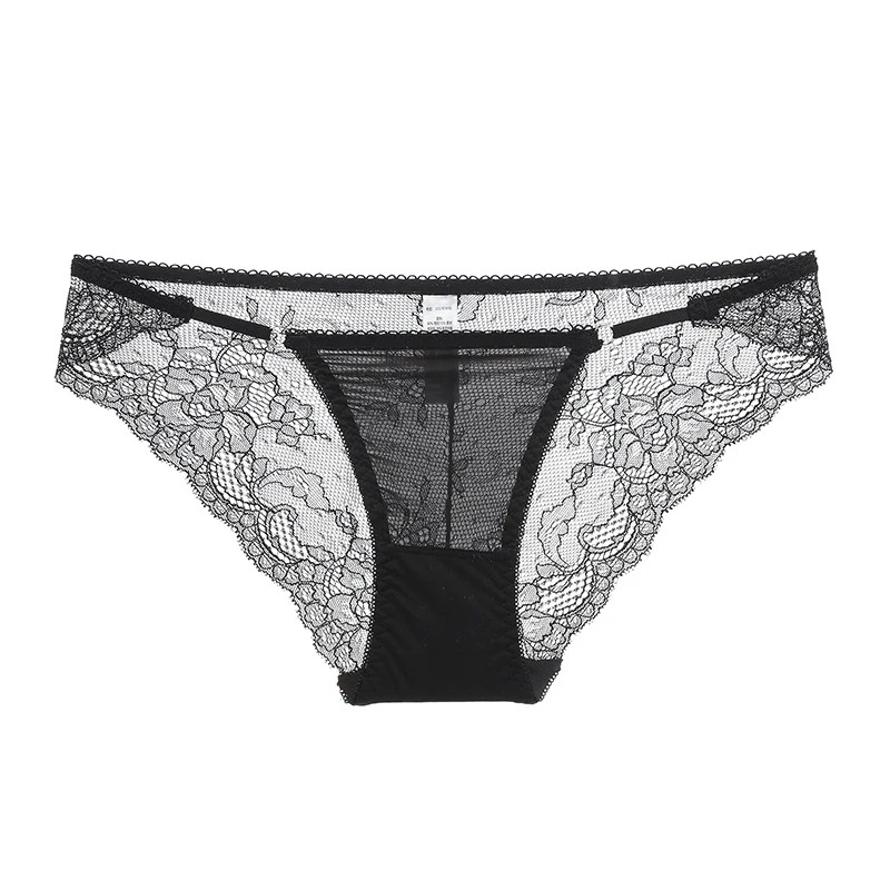 

Sexy Women's Panties Seamless Lingerie Transparent Lace Bikini Briefs Plus Size Lady Girl Underwear Cotton Fabric Intimates