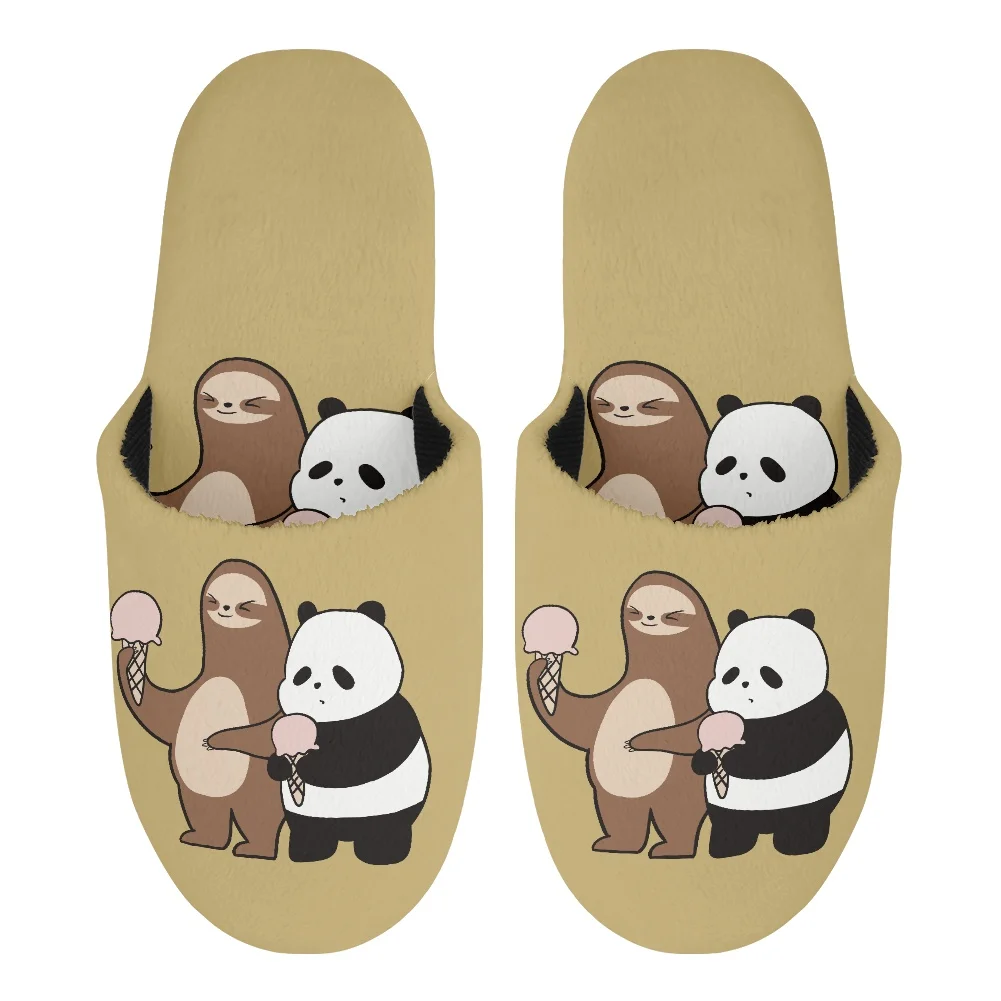 Cute Cartoon Alpaca Sloth Panda Pattern Close Toe House Indoor Ultra Soft Cozy Platform Slippe