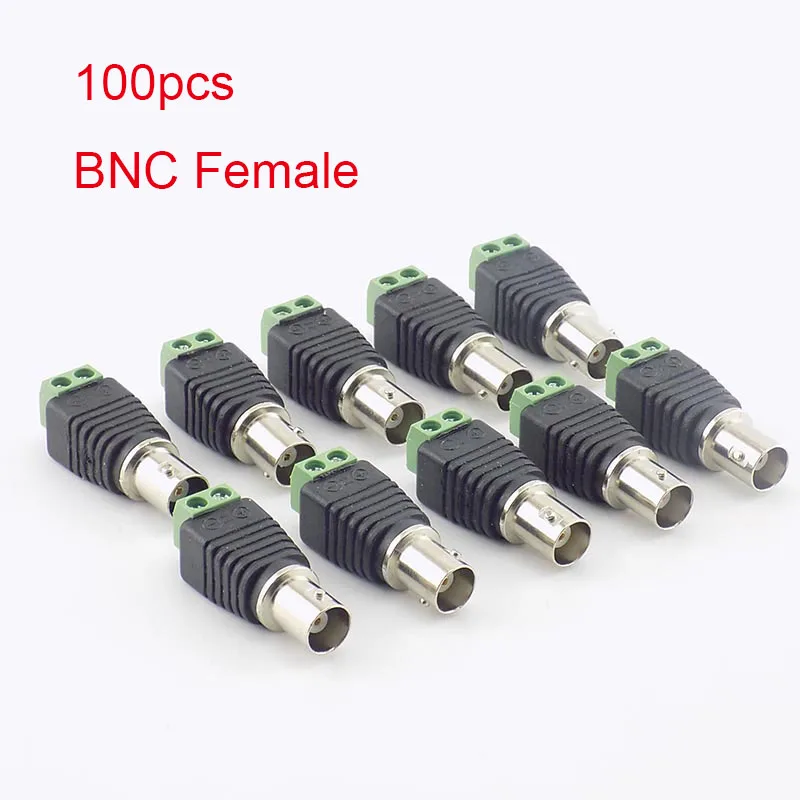 

100PCS 12V BNC Female Jack Adapter Plug Video Balun Converter 5.2*2.1mm BNC Connector for Led Strip Light DVR CCTV Camera Power