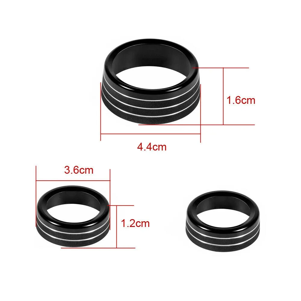 

For Dodge Ram Switch Button Ring Trim Switch Volume 2013-2018 3pcs BLACK