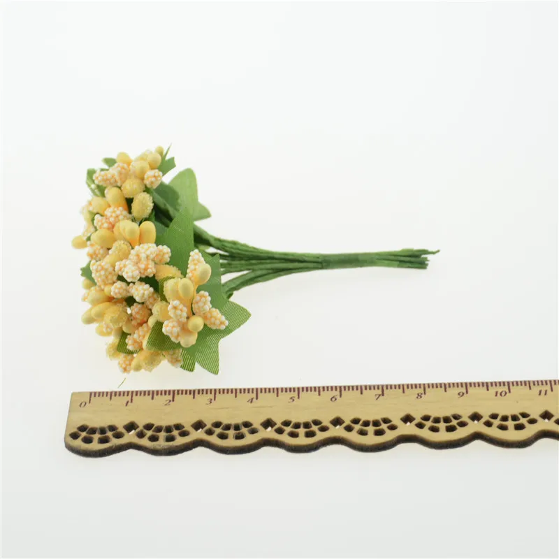 

12 Pcs Stamen Sugar Handmade Artificial Flowers Wedding Christmas Decor Diy Wreath Needlework Gift Box Scrapbooking Fake Flower