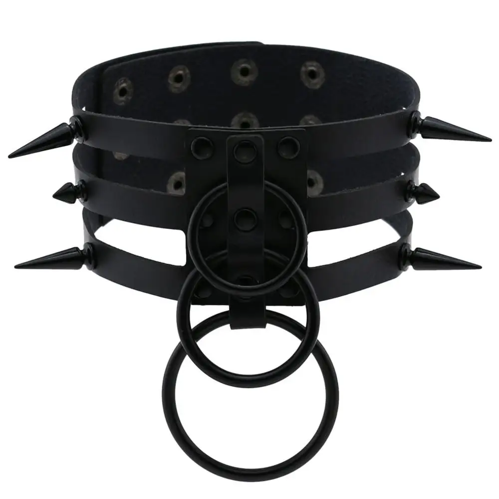 

Handmade Vegan Leather Spiked Choker Punk Goth Collar Harajuku Accessories Gothic Metal Chocker Necklace Club Party Jewelry