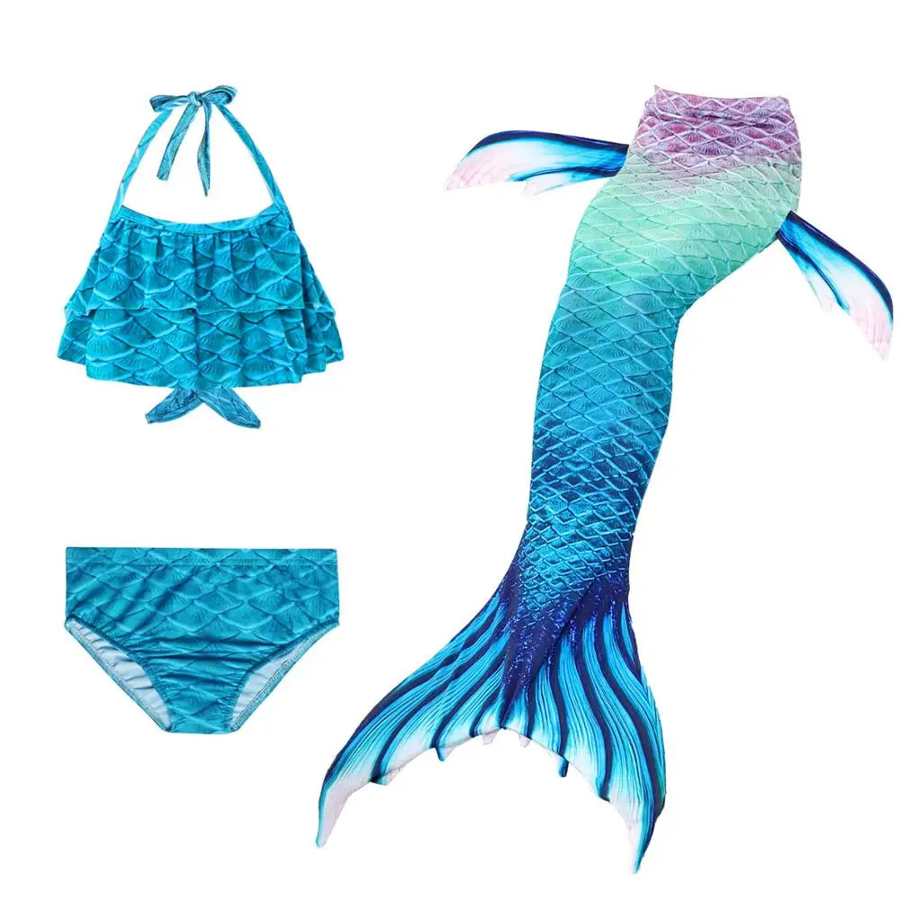 

Children Mermaid Swimming Suit 3pcs Mermaid Tails Swimmable Swimsuit Mermaid Costume Clothes Swimwear Bikini Sets For Girls Kids