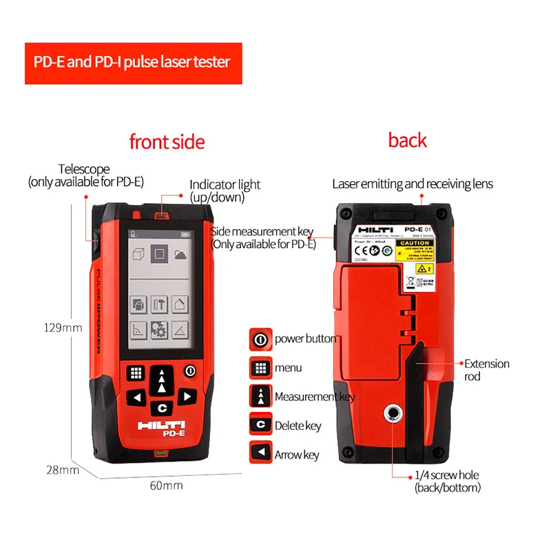 Высокоточный инфракрасный лазерный прибор HILTI PD-E электронный дальномер 200 м