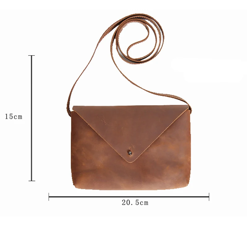

Minimalist Vintage Crazy Horse Leather Shoulder Messenger Bag Envelope Documents Pouch for Men Wallet Mini Mobile Phone Bags