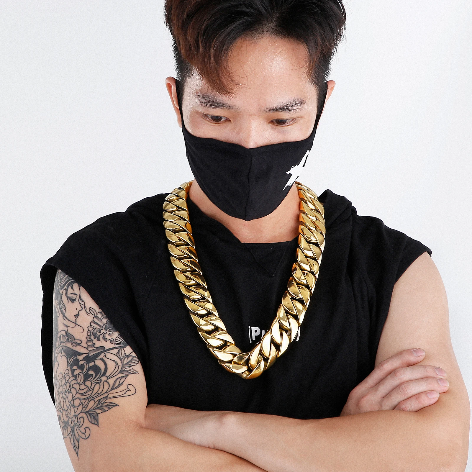 

31mm Male Necklaces Cuba Heavy Link Chain Necklace HipHop Thick Gold Curb Chain For Men Polished Stainless Steel Jewelry