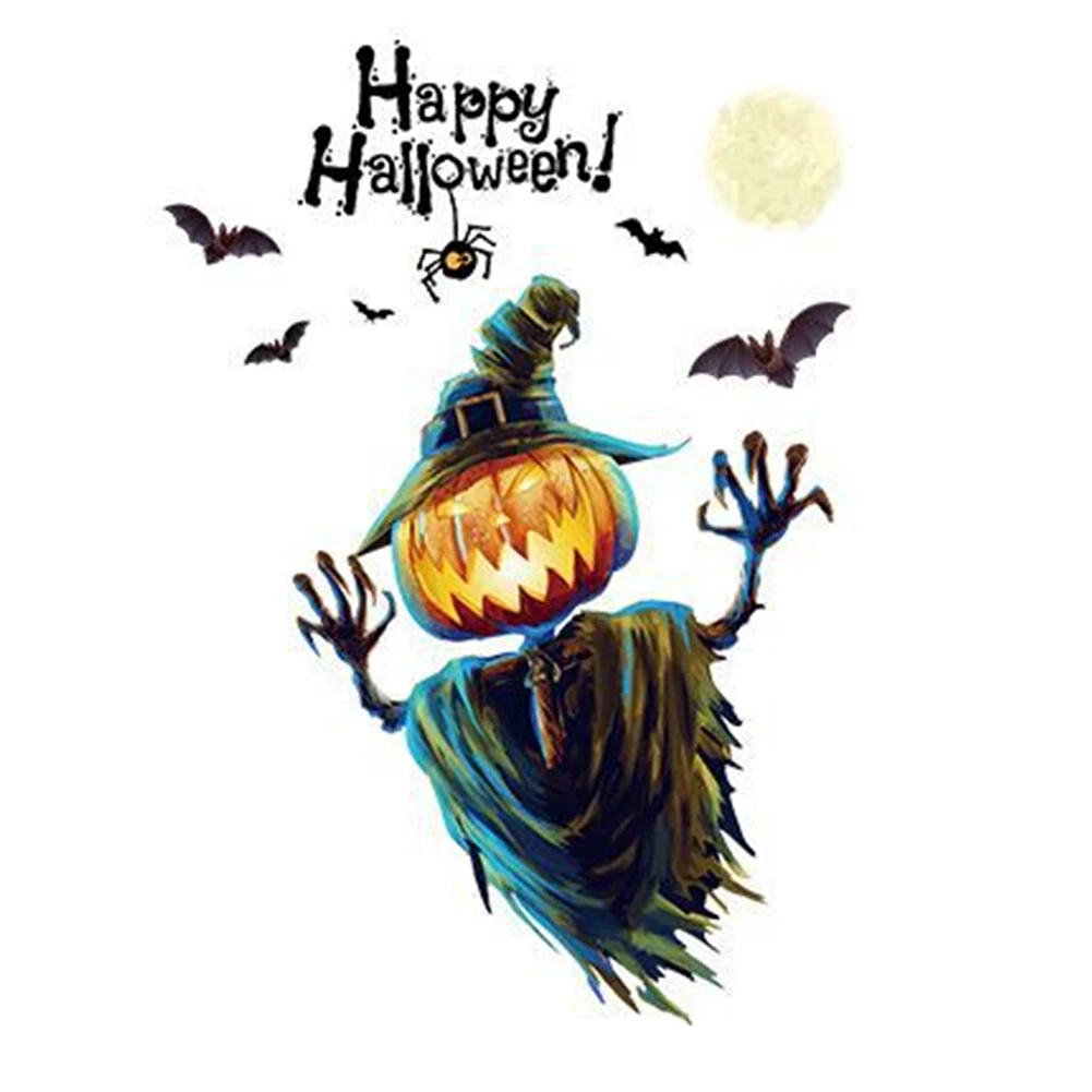 Наклейка на стену Хэллоуин лампа в виде тыквы торговый центр призрак дом бар окно