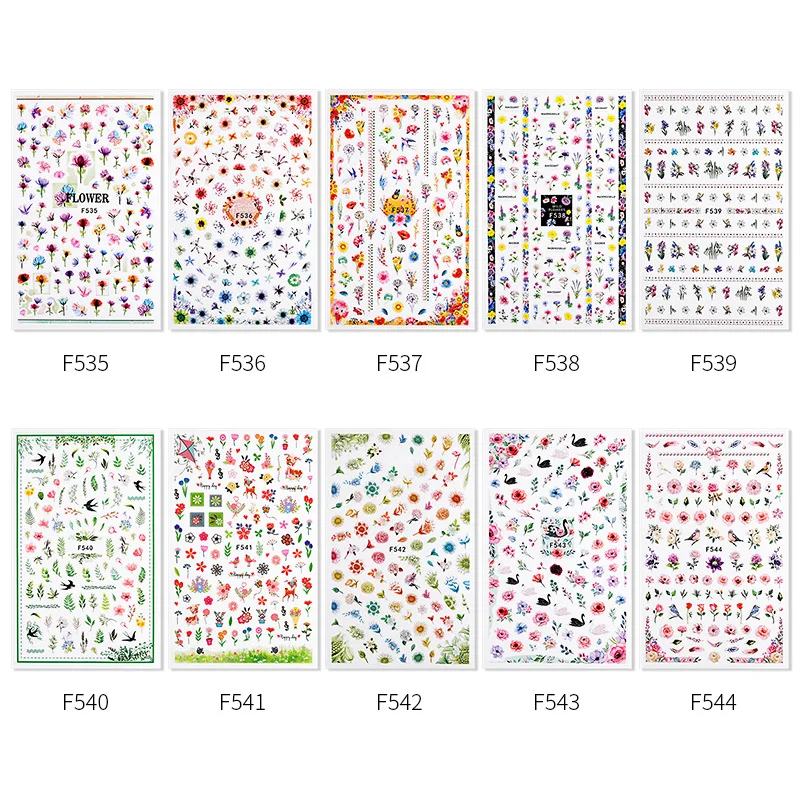 Смешанные Цветочные красочные наклейки Лето для ногтей цветок маска девушка