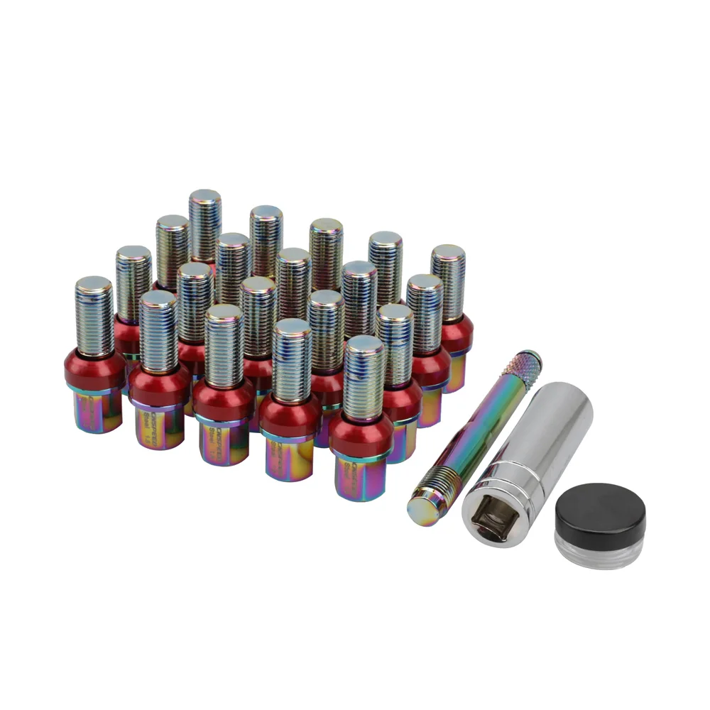 

20pcs Steel Wheel Bolts Set M14x1.5 Shank Cone Seat with Wrench Wheel Stud Alignment Pin