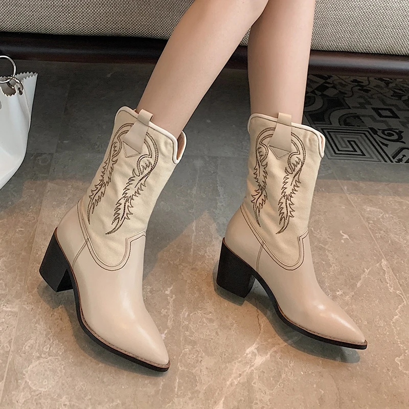 Женские зимние модные ботильоны 2019 для женщин ковбойские ботинки из натуральной