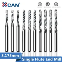xcan 10pcs 3 175mm shank cnc end mills cutting length 15172022mm one flute spiral router bits singe flute milling cutter