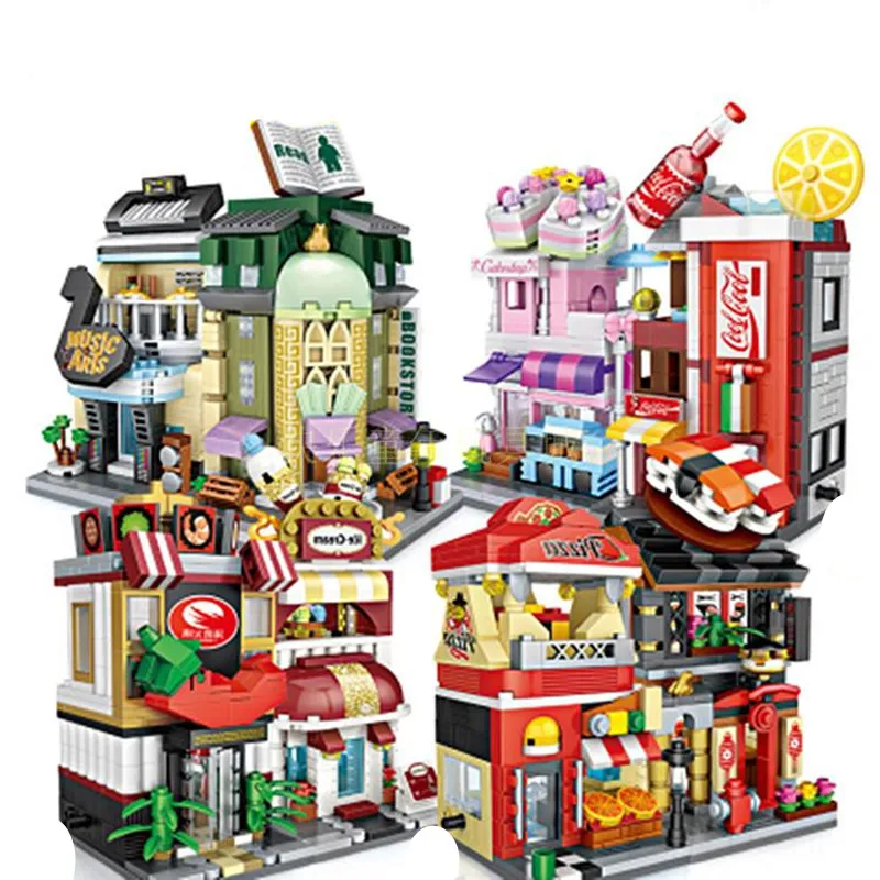 

LOZ Mini Street City Shop Architecture Kid DIY Educational Bricks Loz Building Blocks Children Birthday Gift Girls Toys for Kids