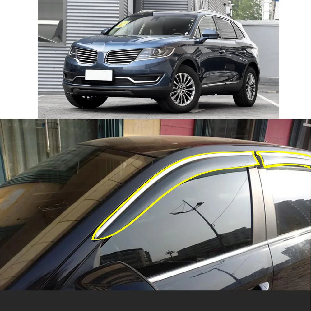 

Стикер для кузова автомобиля, пластиковое окно, стекло, ветрозащитный козырек, защита от дождя/солнца, вентиляционные детали для LINCOLN MKX 2015 ...