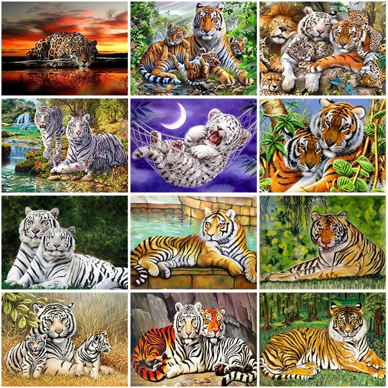 

Tiger DIY 5D Diamond Painting Full Square Drill Diamond Embroidery Cross Stitch Mosaic Kits Animal Wall Art Home Decor