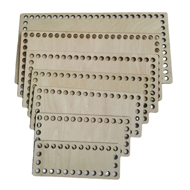 

7pcs Wooden handicraft hanging decoration wooden rectangular basket bottom DIY hole board with hole