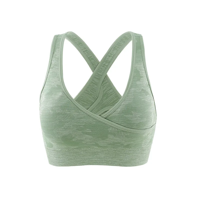 Бесшовный спортивный бюстгальтер с v образным вырезом для тренажерного зала