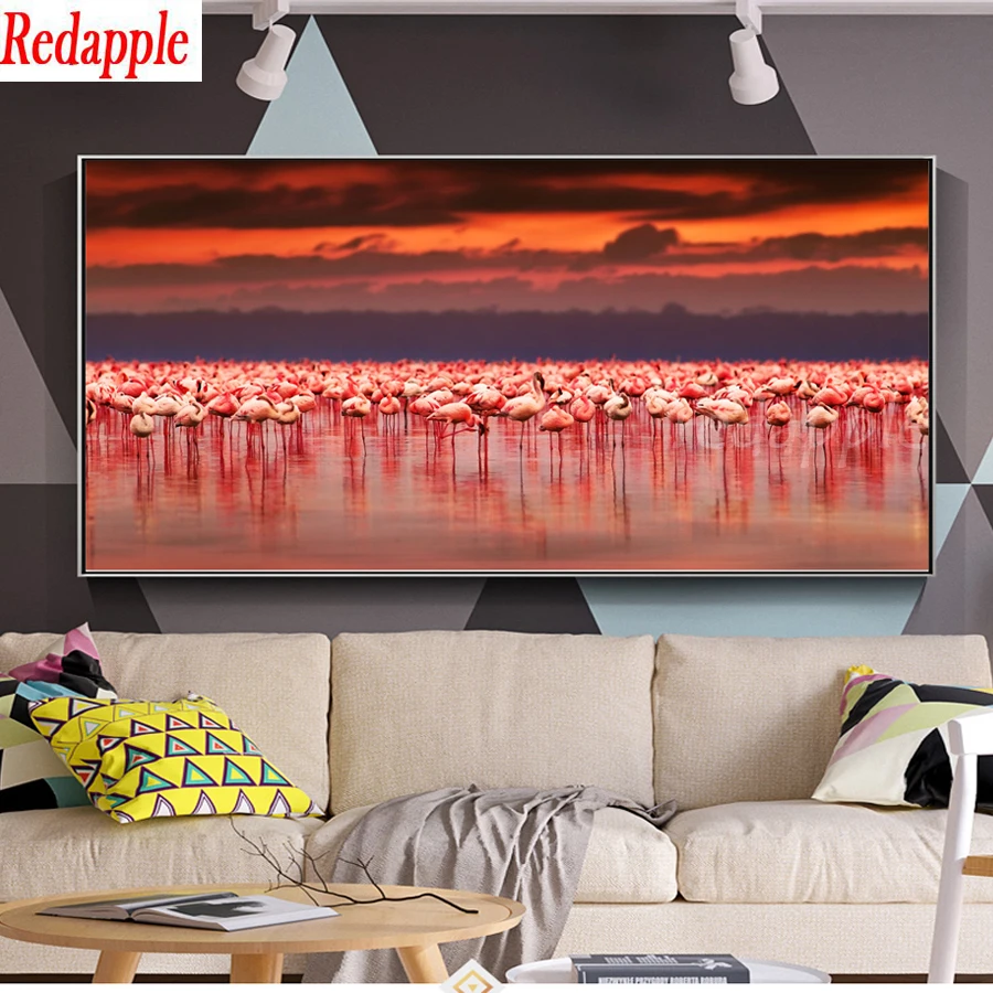 

New diamond crafts Diamond Embroidery Flamingo Animal Sunset Landscape diamond mosaic diamond painting cross stitch large decor