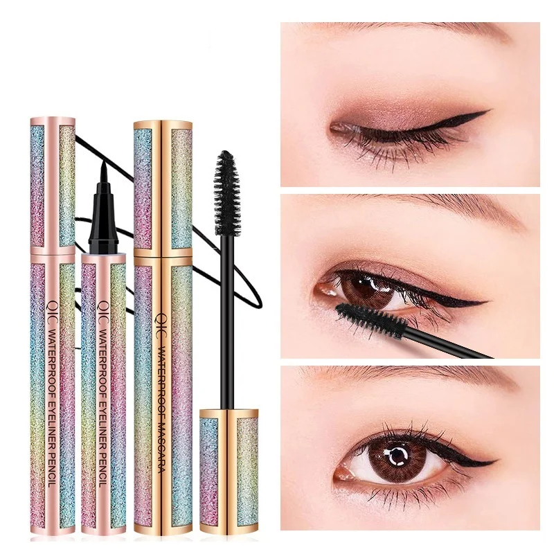 

2 in 1 Waterproof Mascara Eyelash Extension Mascara & Eyeliner Set Lengthens & Conditions Lashes Liquid Eyeliner Pencil