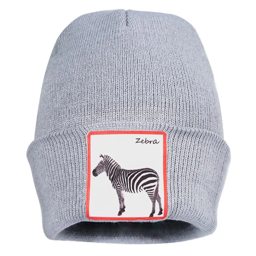 Men's Knitted Hat Red Zebra Pattern Beanie Skullies Warm Winter Unisex Solid Baggy Crochet Bonnet Christmas Gift Hats Cap | Аксессуары