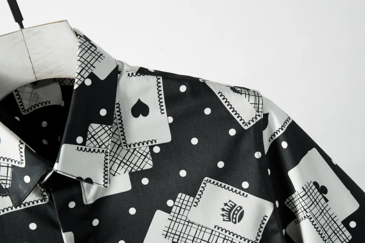 Мужская рубашка Minglu из 100% хлопка роскошная модная мужская с принтом игральных