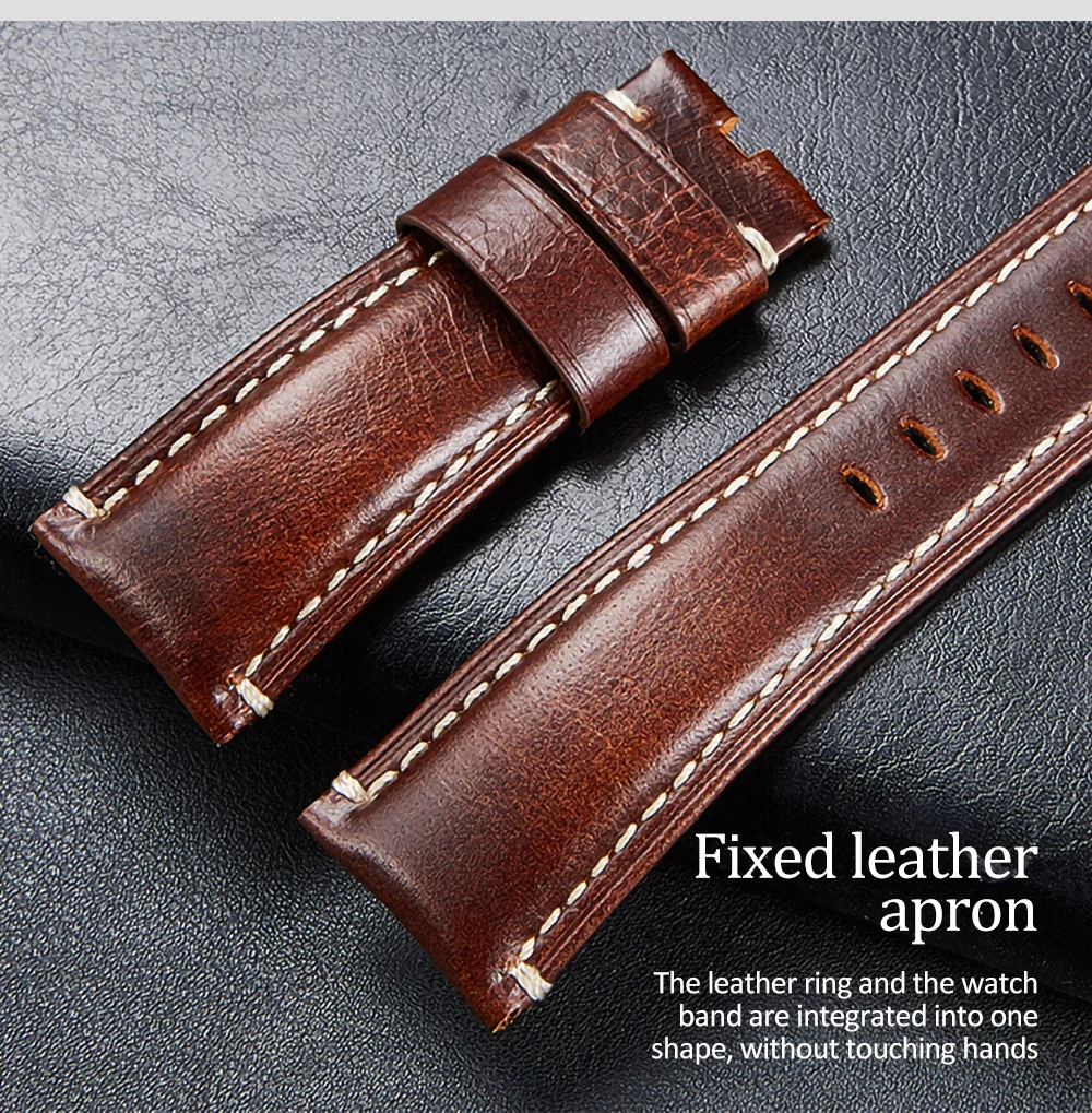Fashion Oil Wax Genuine Leather Watch Band 20mm 22mm 24mm 26mm Watch Straps Watchbands Belt brown blue black