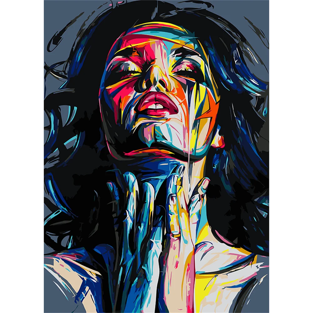 

Portrait DIY Painting By Numbers On Canvas Woman Oil painting Acrylic Paint Graffiti Draw By Number Gift Home Decor Mural