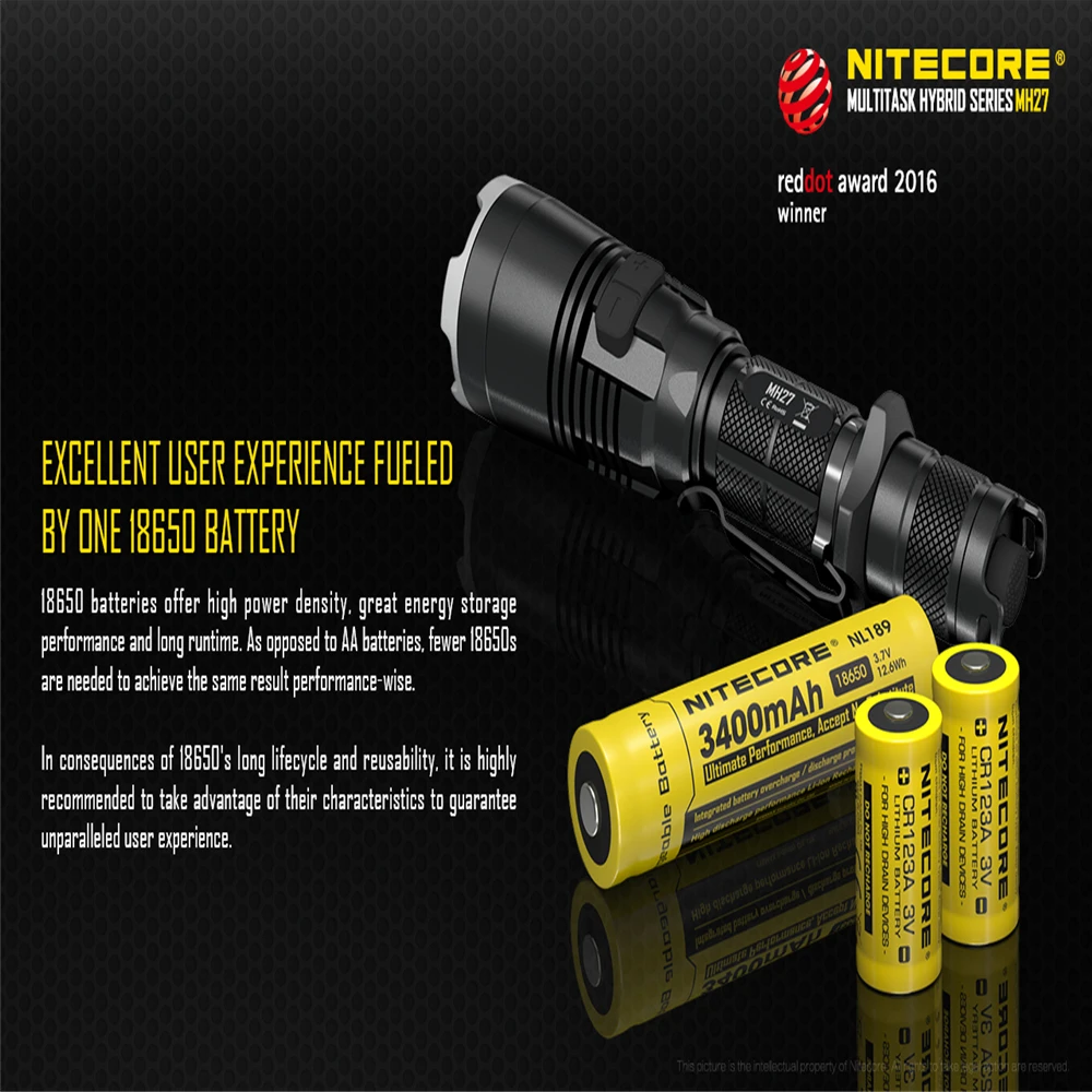 Оригинальный светодиодный перезаряжаемый USB-фонарик Nitecore MH27 1000 люмен CREE XP-L HI V3 с