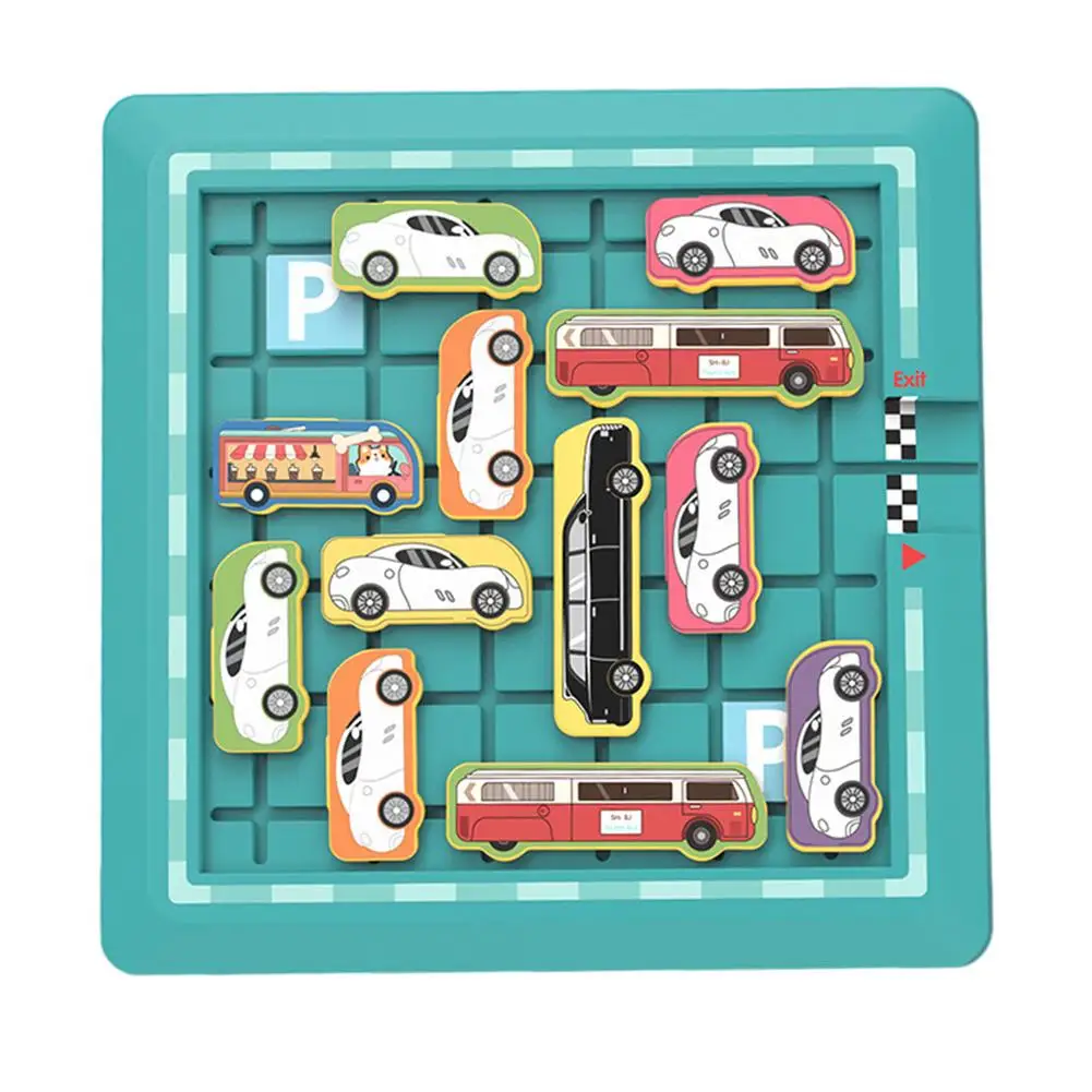 

Игрушки для раннего развития, раздвижная головоломка Huarong Road, новинка, Забавный Деревянный мультяшный автомобиль, головоломка B, развивающи...