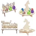 Деревянные полки с пасхальными яйцами кролика для украшения пасхальвечерние сделай сам, деревянная подставка с рисунком кролика курицы, товары для домашнего пасхального украшения