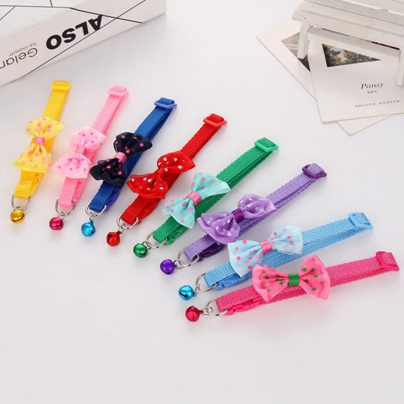 

Pet Cat Dog Collar Adjustable Cat Tie Collar Neck Strap Cat Accessories with Fashion Lace Colorful Bowknot Collar Cat Supplies