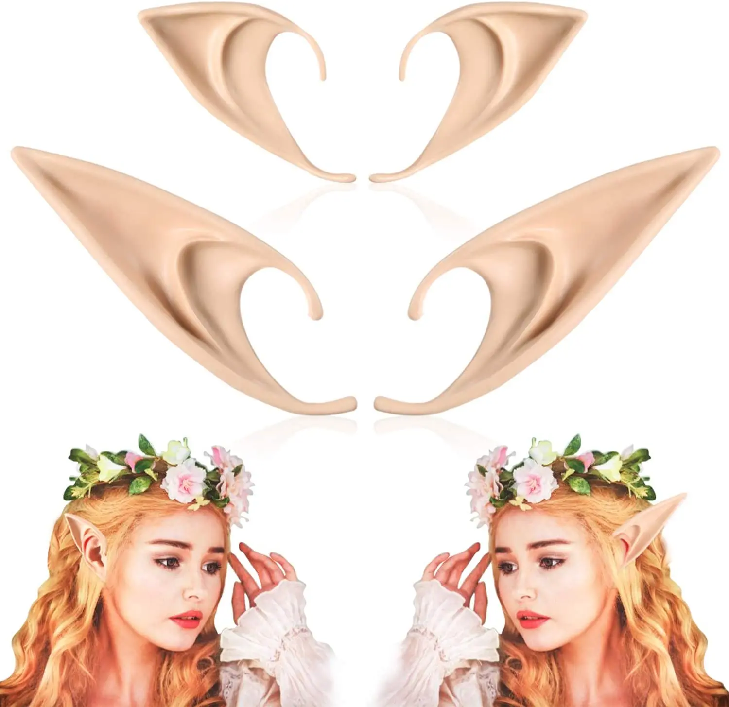 

Elf Ears Cosplay Fairy Pixie Soft Pointed Ears Tips Anime Party Dress Up Costume Masquerade Accessories Halloween Elven Vampire