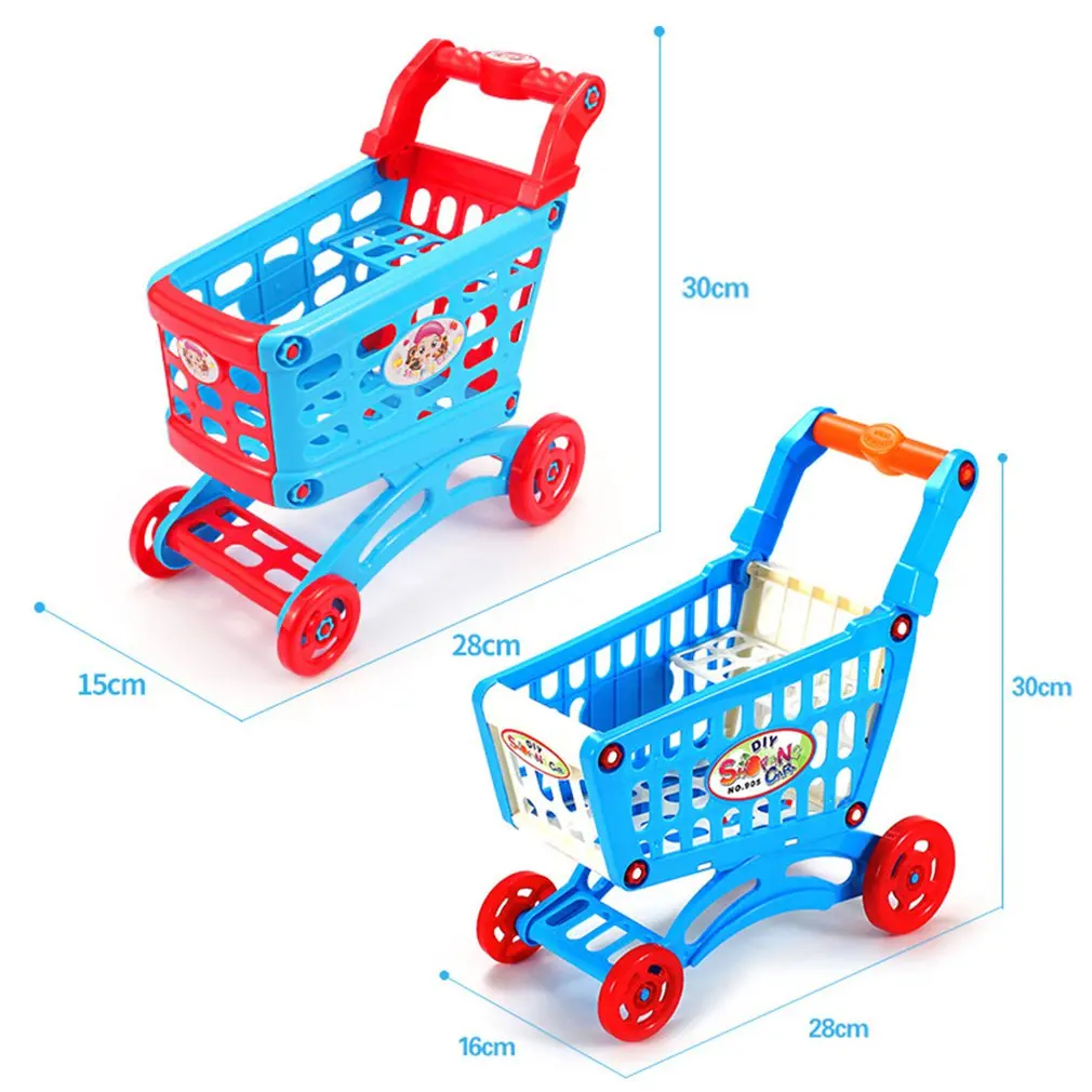 

Simulation Supermarket Shopping Cart Pretend Play Toy Mini Plastic Trolley Play Toy Gift for Children Play Role in Pretend Game