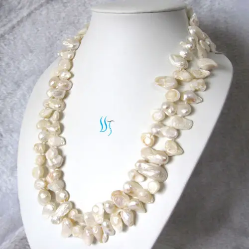 

NEW 48" 8-9mm White Baroque Freshwater Mother of Pearl Necklace Strands