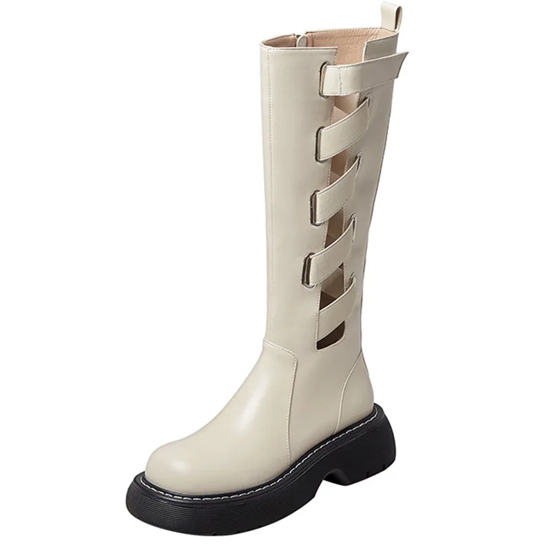 

Autumn Winter Modern Boots Knee-High Elegant Boot Short Plush Warm Black White Women Low Heels Female Shoes Footwear Solid A8