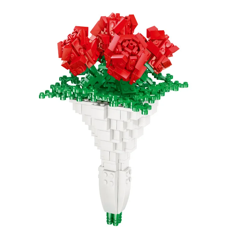 

474Pcs City Garden Lover Romantic Rose Flowers Building Blocks Beloved DIY Bricks Toys For Girldfriend Festival Gift