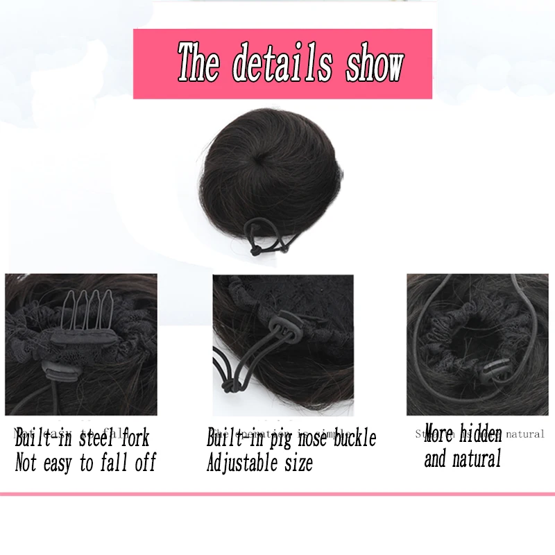

XUANGUANG Fashion straight hair bun Grasp the clip Bun curly bun dounghnut bun wig headwear chemical bun extension