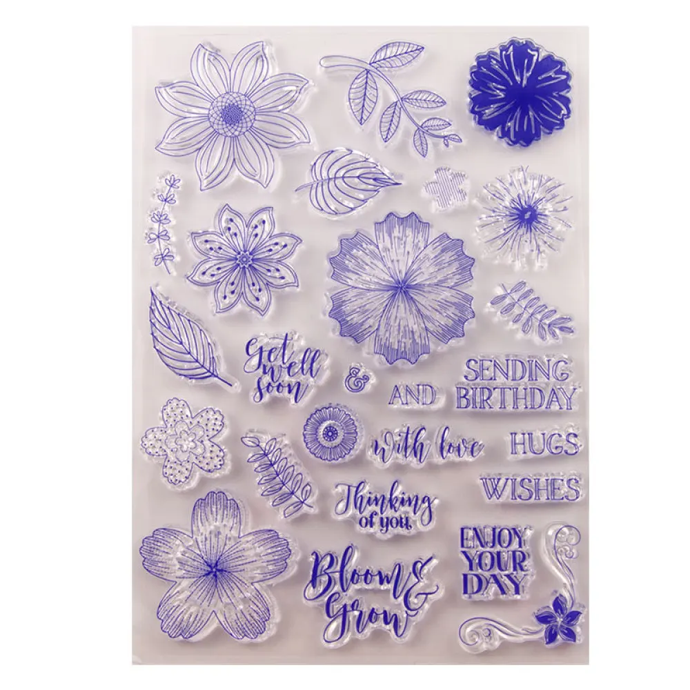 

Blooming Flowers Leaves Transparent Clear Silicone Stamp/Seal for DIY Scrapbooking/photo Album Decorative Clear Stamp Sheets