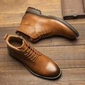 Ботильоны для мужчин; Коллекция 2022 года; Стеганые мужские ботинки; Размеры 39-47; Мужские кожаные ботинки; Wootten; Брендовая обувь для мужчин; # AL657 - фото