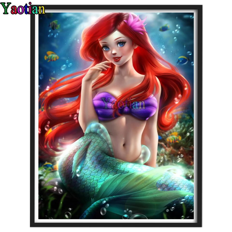 

Diamond Painting Cartoon Mermaid Princess DIY Diamond Embroidery full Square Round Diamond Mosaic sale rhinestone painting
