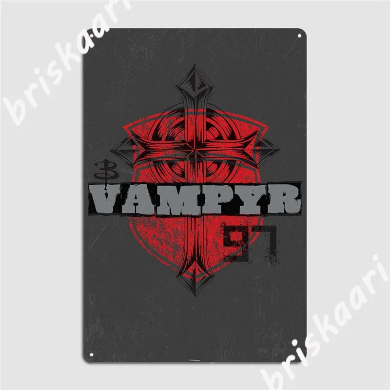 

Металлический знак в форме сердца и Креста Vampyr, домашнее винтажное украшение для гаража, оловянные плакаты