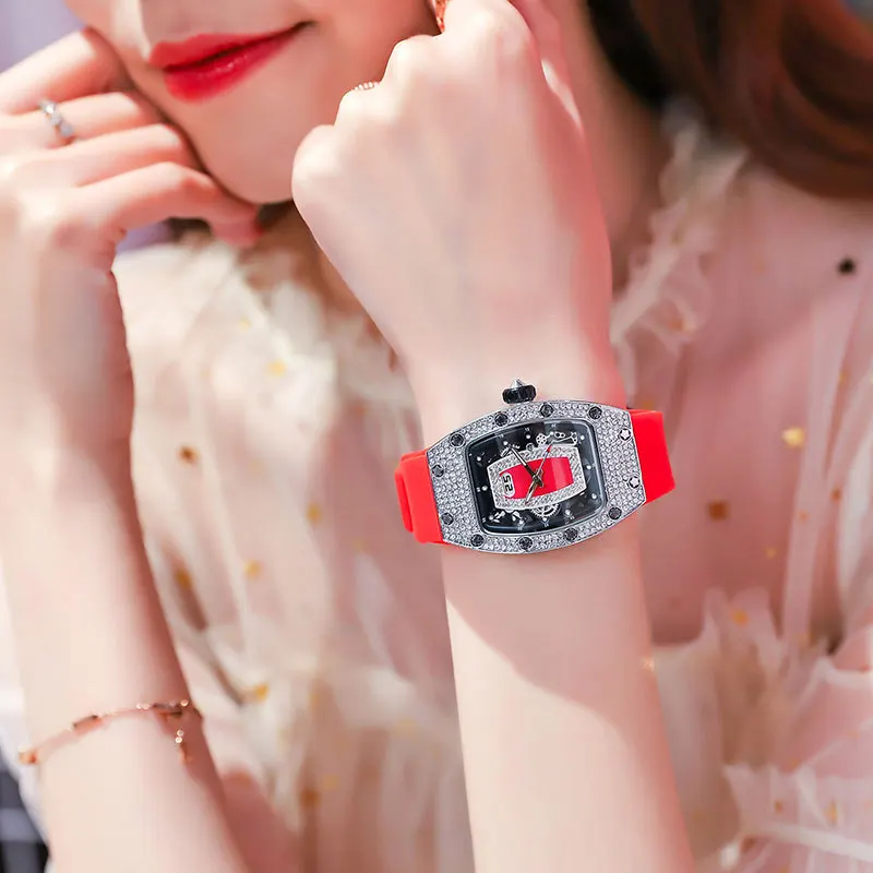 

Fashion Trend Diamond Ladies Quartz Watch RM Tone Shaped Silicone Gold Personality Woman Luxury Ladies Wrist Watch relogio