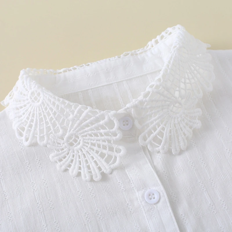 

Women Detachable Half Shirt Dickey Floral Lace Jacquard Lapel False Fake Collar XX9D