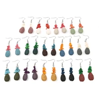 8seasons 1pair fashion multicolor natural lava rock drop earrings silver color metal for women party dangle earrings jewelry