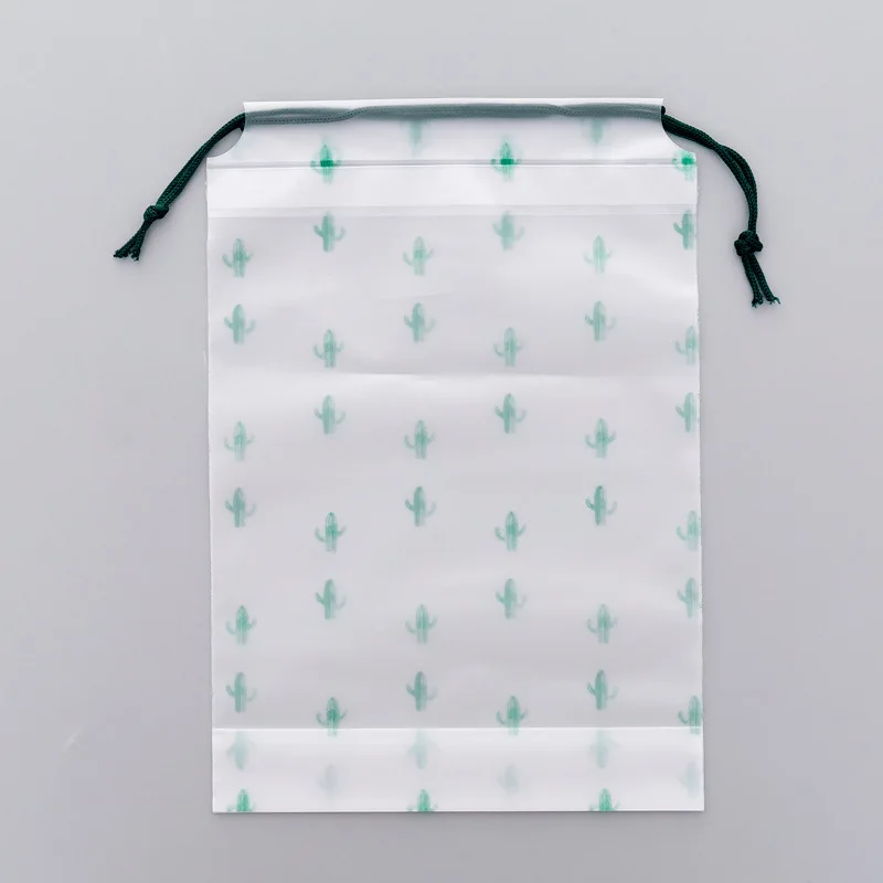 25.8x18CM Кактус drawstring маленькая легкая сумка прозрачное матовое водонепроницаемое карманное дорожное платье Сумочка для хранения косметики сумка струнная сумка - Цвет: 25.8x18CM