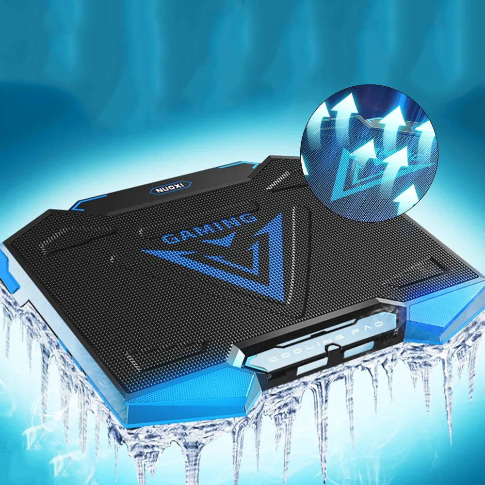 

11-18 дюймовый игровой кулер для ноутбука, пять вентиляторов, светодиодный экран, два usb-порта 1400 + 10% об/мин, охлаждающая подставка для ноутбука...