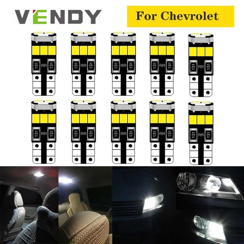 10 шт. Автомобильные светодиодные лампы W5W T10 168 автомобильная лампа 2835 SMD для Chevrolet